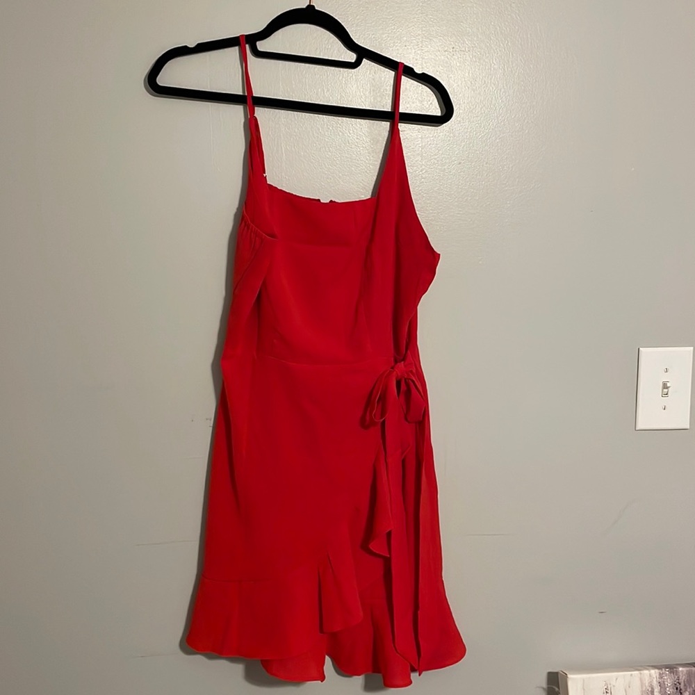 Red wrap dress